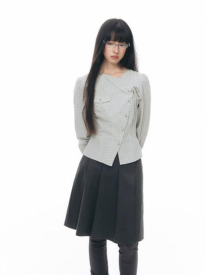 NAPSNAPS Navy Plaid Utility One Piece Pleated Women&
