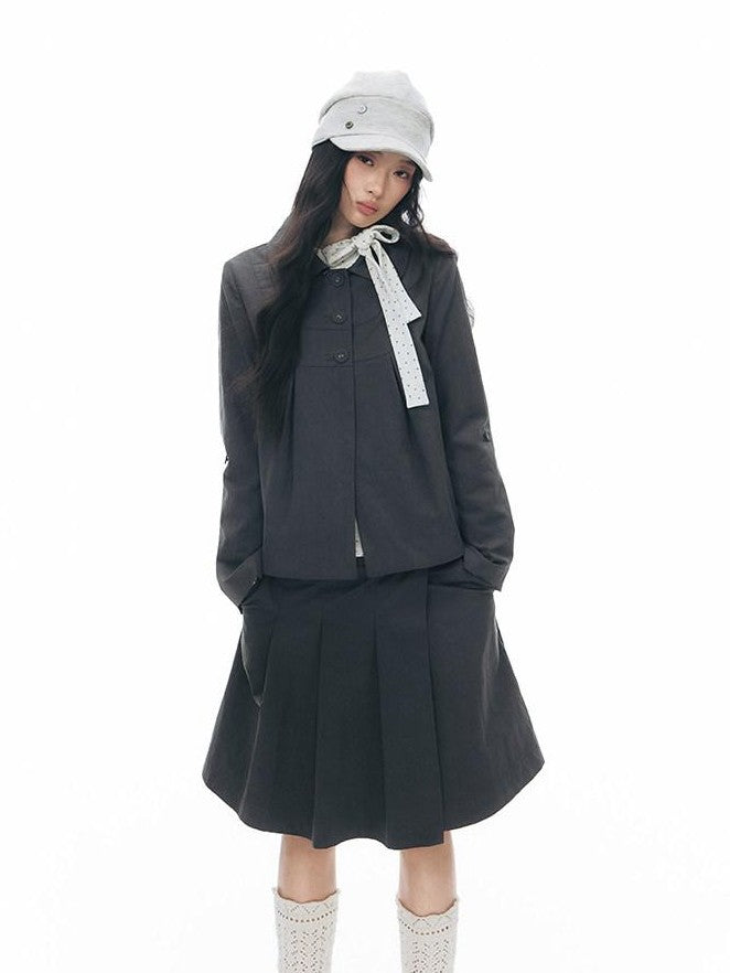 NAPSNAPS Navy Plaid Utility One Piece Pleated Women&