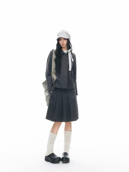 NAPSNAPS Navy Plaid Utility One Piece Pleated Women&