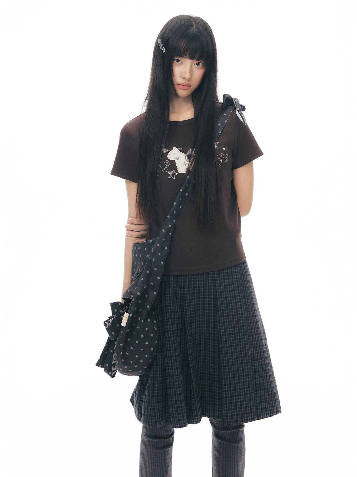 NAPSNAPS Navy Plaid Utility One Piece Pleated Women&