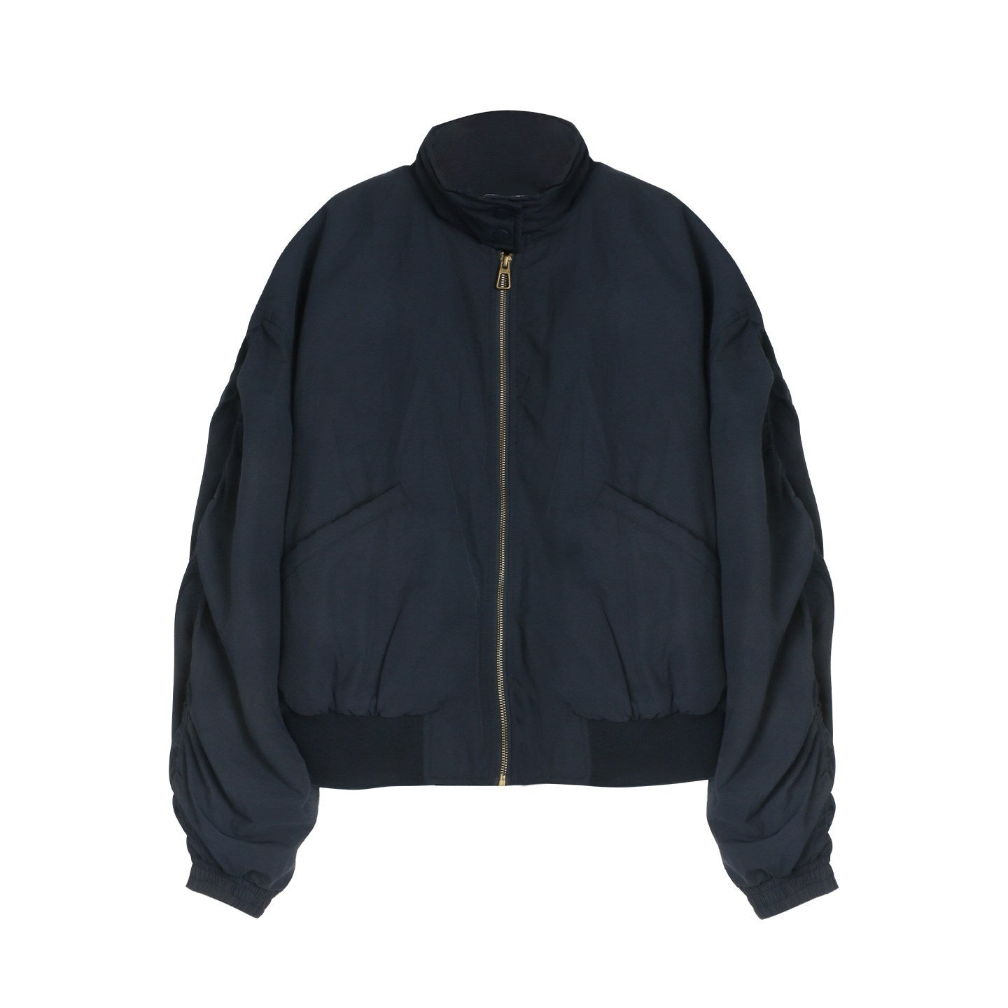 NAPSNAPS_Navy_Pleated_Stand_Collar_Women&