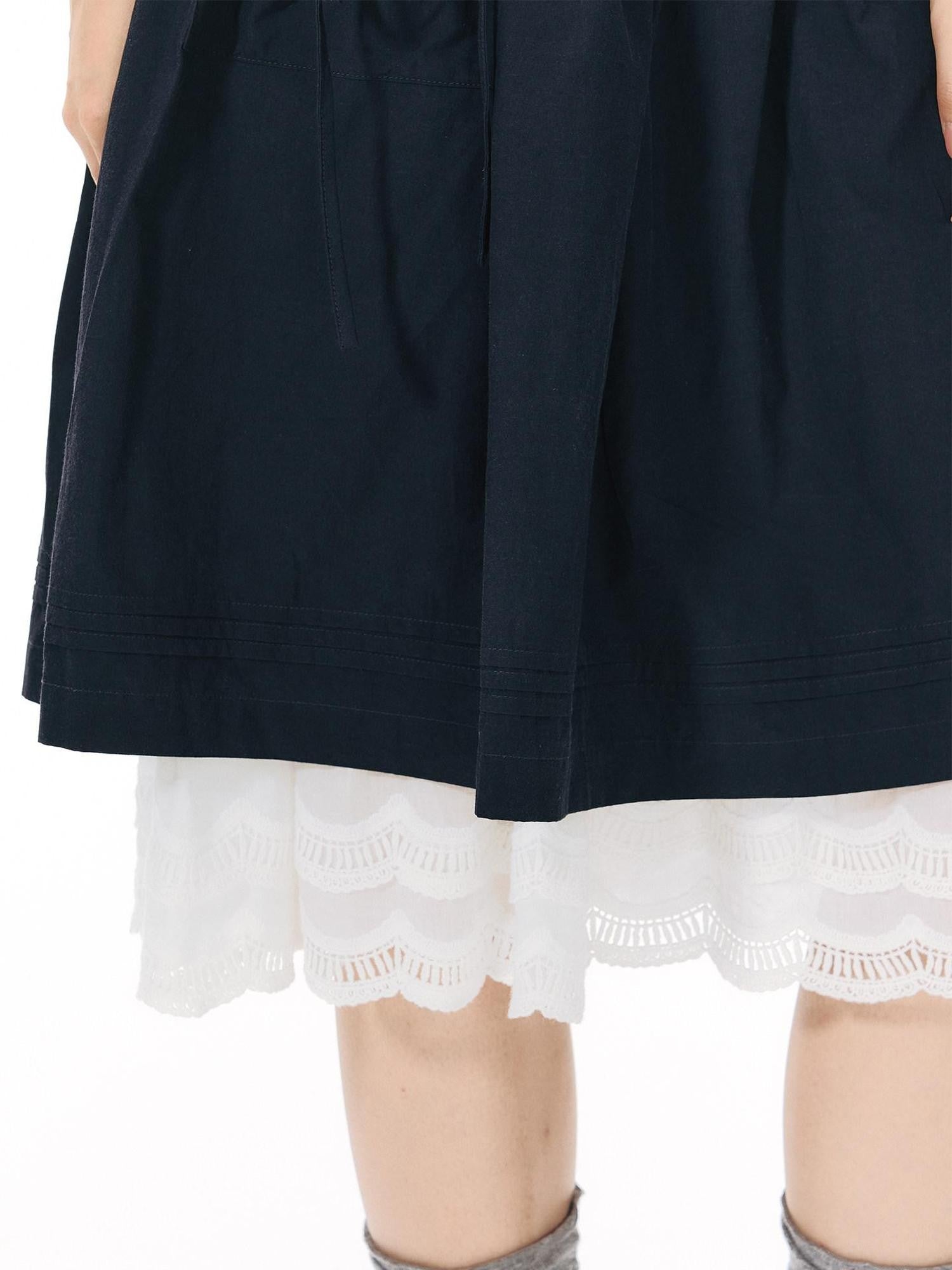Navy Reversible Lace Trim High Waist A Line Women&