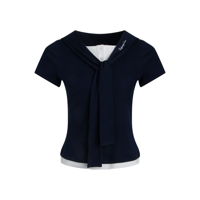 NAPSNAPS_Navy_White_Sailor_Collar_Spliced_Embroidered_Women&