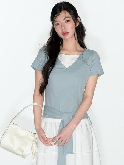 NAPSNAPS Navy White Sailor Collar Spliced Embroidered Women&