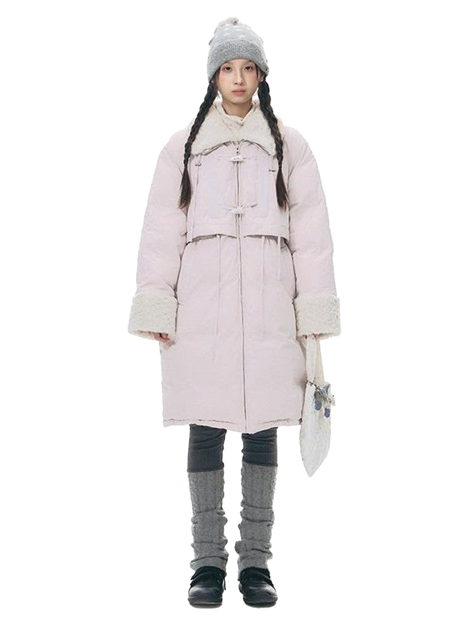 NAPSNAPS Over Knee High Waist Cinch Detachable Fur Women&
