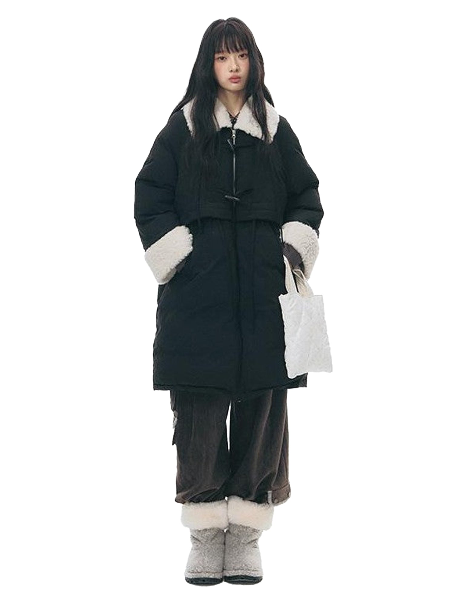 NAPSNAPS Over Knee High Waist Cinch Detachable Fur Women&