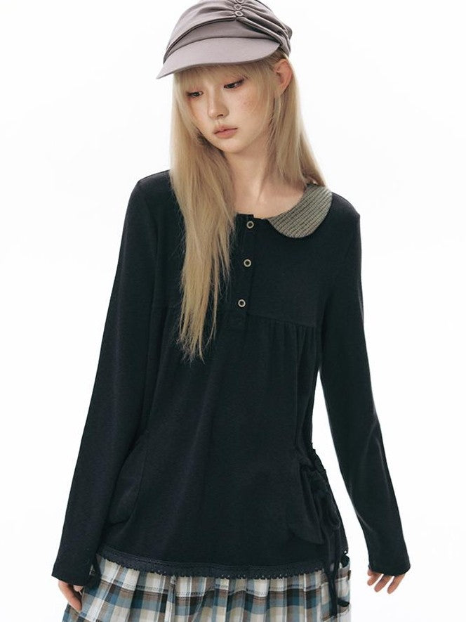 NAPSNAPS Patchwork Doll Collar Pocket Women&