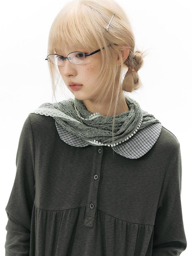 NAPSNAPS Patchwork Doll Collar Pocket Women&