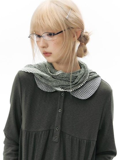 NAPSNAPS Patchwork Doll Collar Pocket Women&