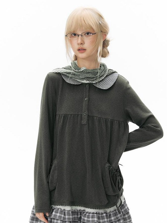 NAPSNAPS Patchwork Doll Collar Pocket Women&