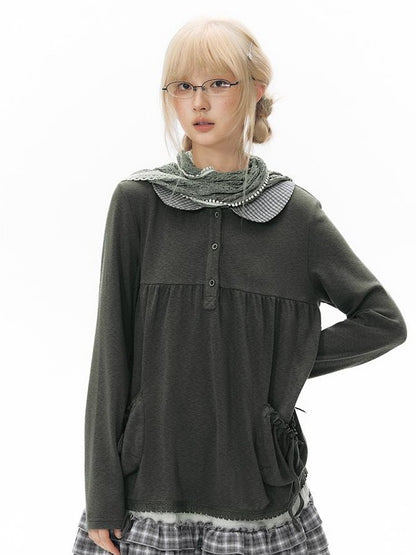 NAPSNAPS Patchwork Doll Collar Pocket Women&