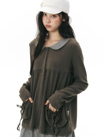 NAPSNAPS Patchwork Doll Collar Pocket Women&
