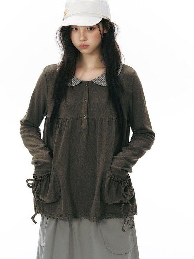 NAPSNAPS Patchwork Doll Collar Pocket Women&