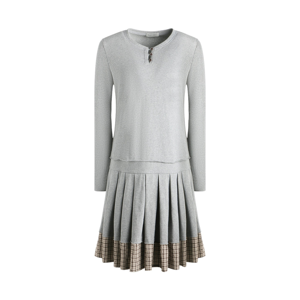 NAPSNAPS_Patchwork_Faux_Two_Piece_Henley_Knit_Pleated_Women&