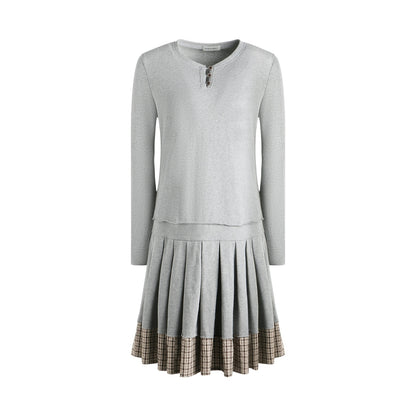 NAPSNAPS_Patchwork_Faux_Two_Piece_Henley_Knit_Pleated_Women&