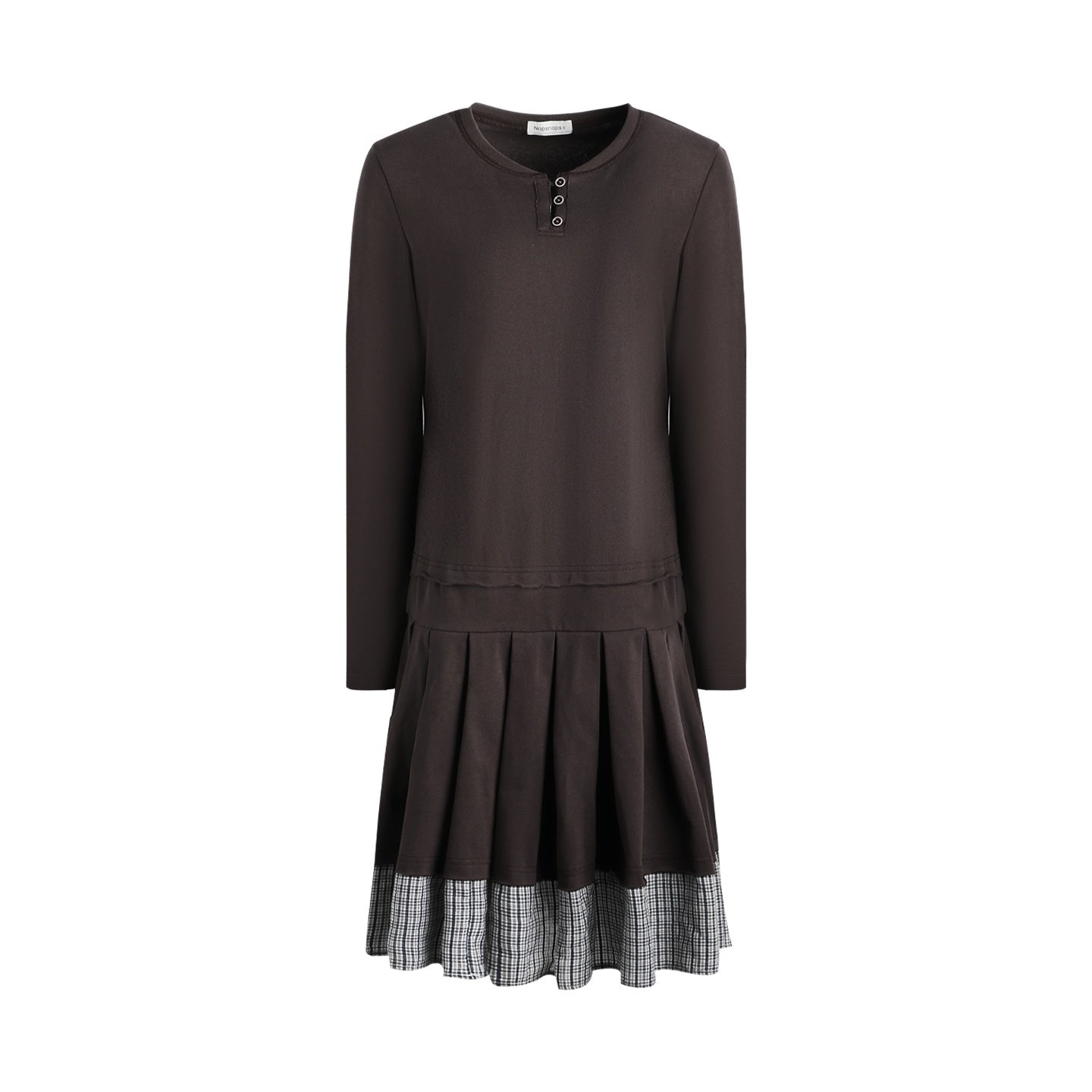 NAPSNAPS_Patchwork_Faux_Two_Piece_Henley_Knit_Pleated_Women&