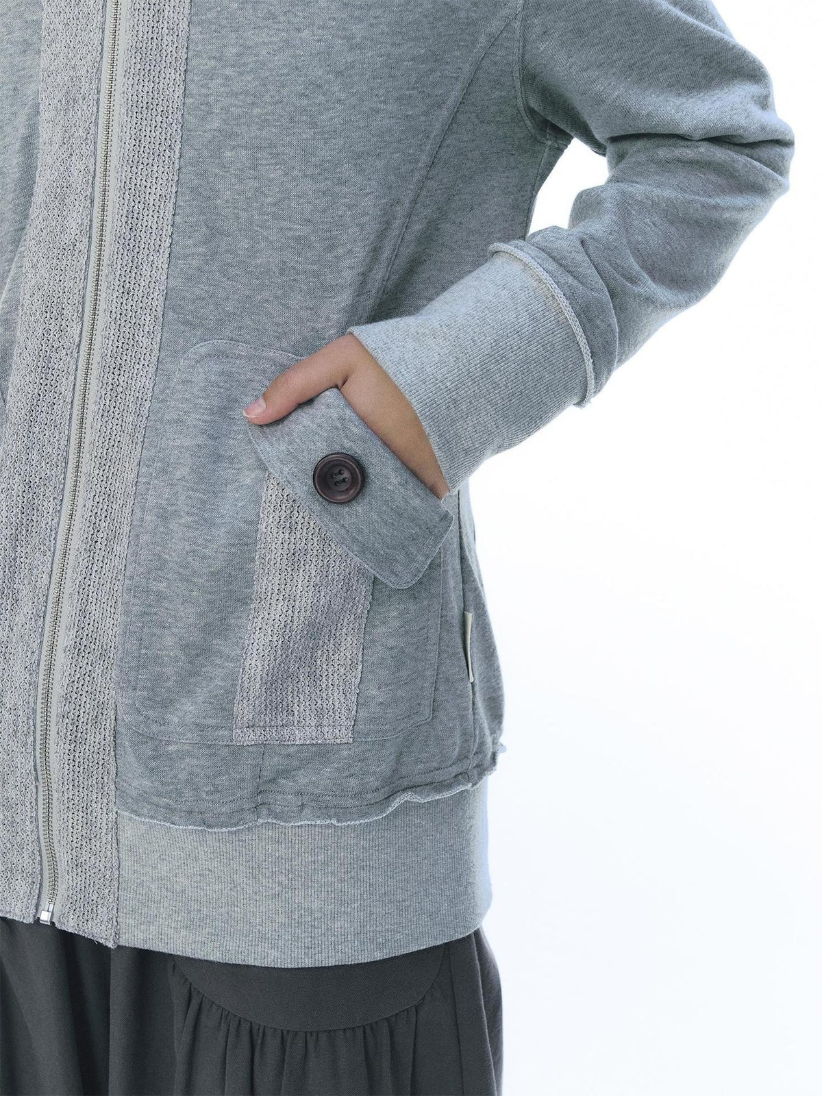 NAPSNAPS Patchwork Knit Hooded Drop Shoulder Women&