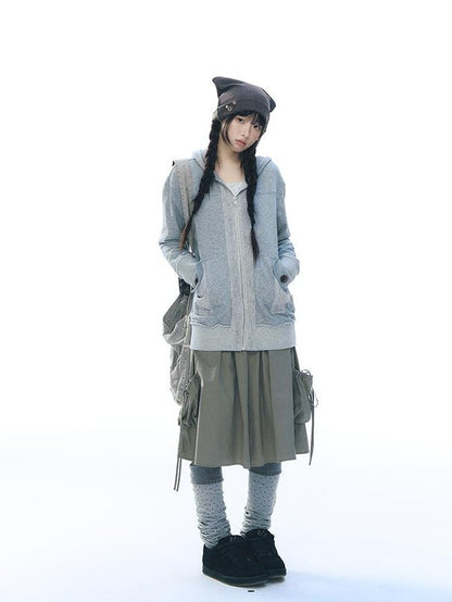 NAPSNAPS Patchwork Knit Hooded Drop Shoulder Women&