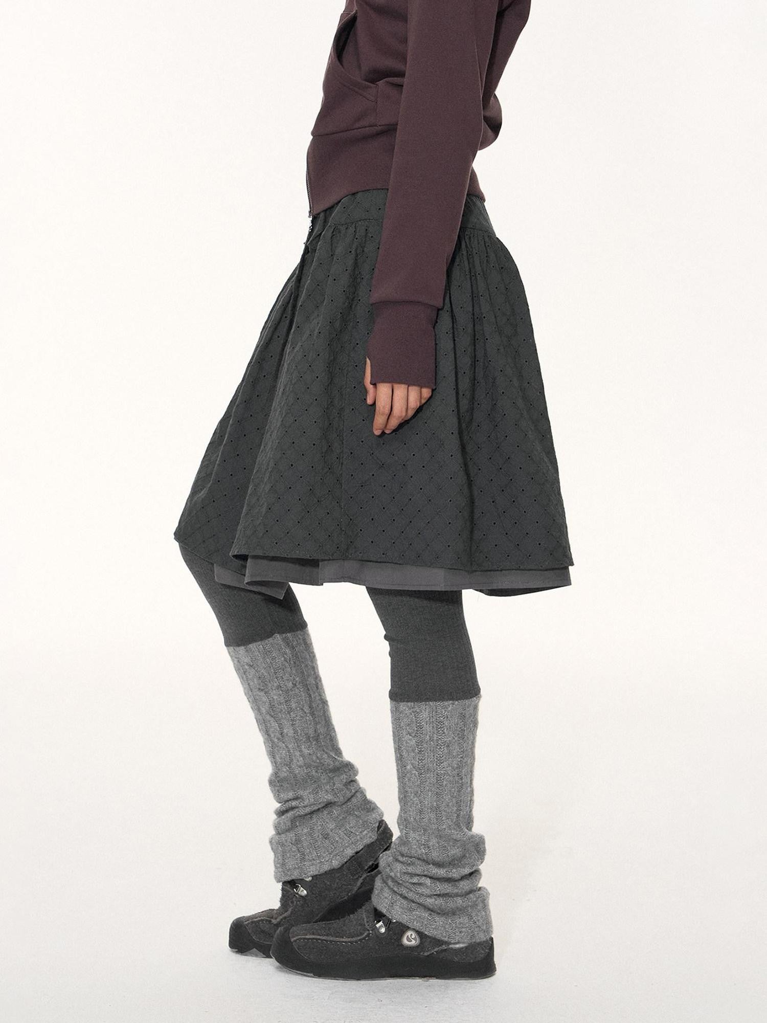 NAPSNAPS Patchwork Knit One Piece Tie Skirt Panel Women&