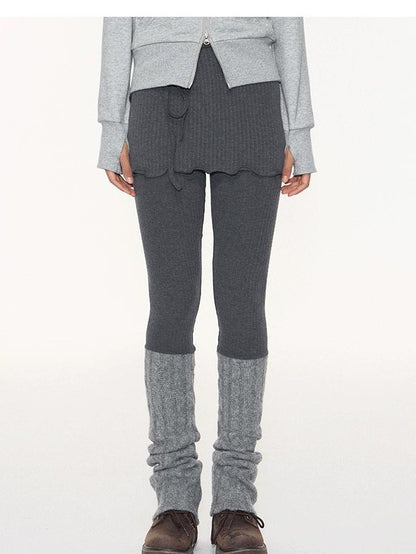 NAPSNAPS Patchwork Knit One Piece Tie Skirt Panel Women&