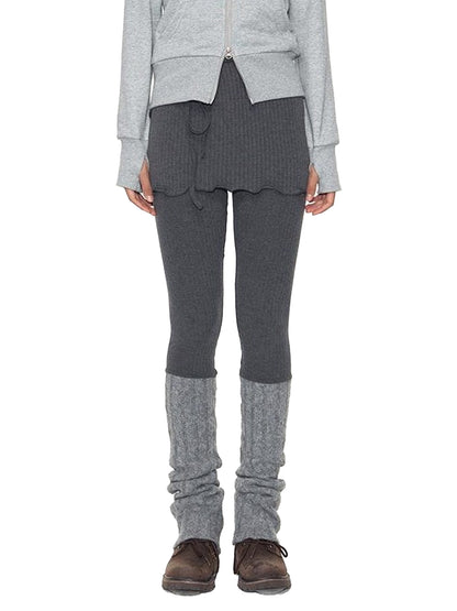 NAPSNAPS Patchwork Knit One Piece Tie Skirt Panel Women&