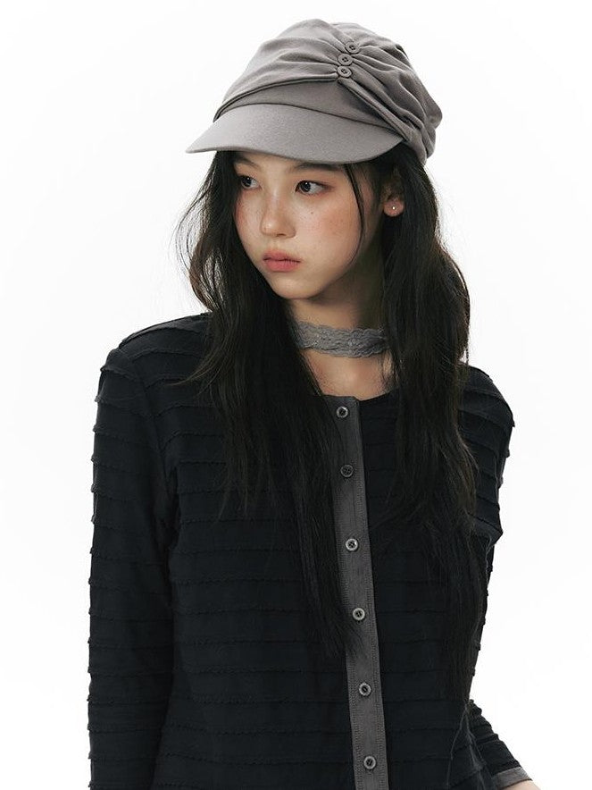 NAPSNAPS Patchwork Knit Round Neck Three Quarter Sleeve Women&