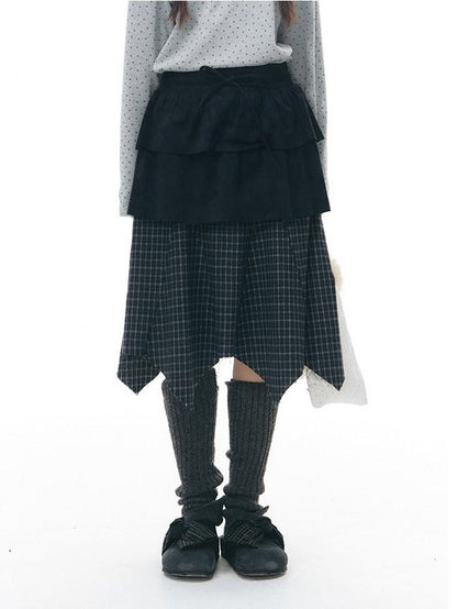 NAPSNAPS Patchwork Multi Layer Asymmetrical Flared Women&
