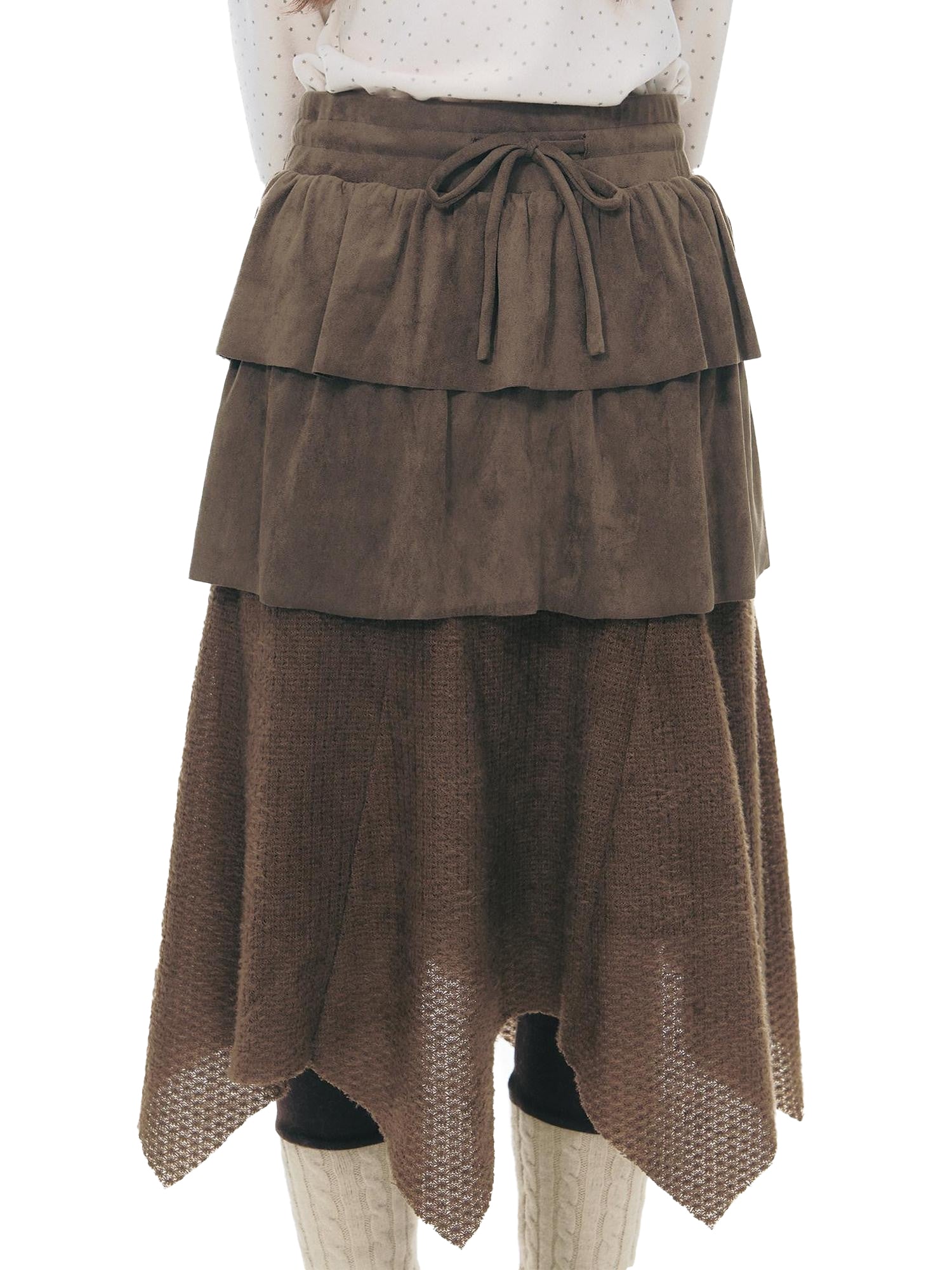 NAPSNAPS Patchwork Multi Layer Asymmetrical Flared Women&
