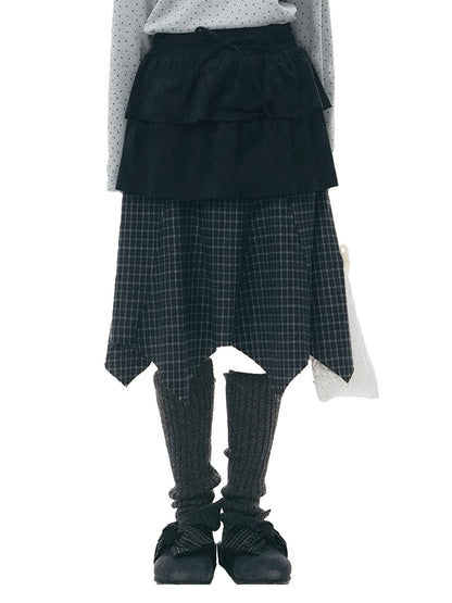 NAPSNAPS Patchwork Multi Layer Asymmetrical Flared Women&