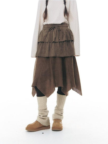 NAPSNAPS Patchwork Multi Layer Asymmetrical Flared Women&