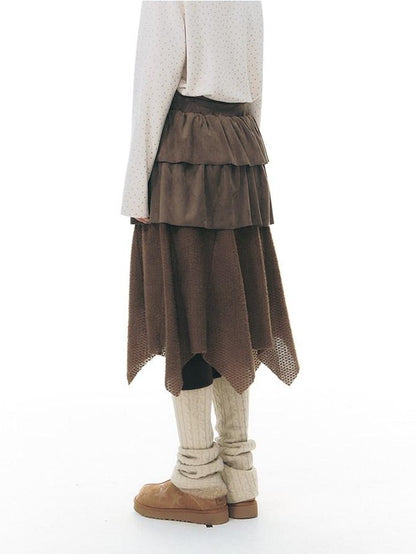 NAPSNAPS Patchwork Multi Layer Asymmetrical Flared Women&