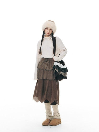 NAPSNAPS Patchwork Multi Layer Asymmetrical Flared Women&