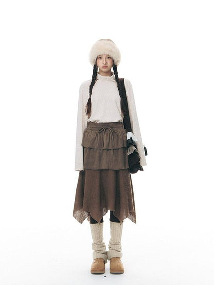 NAPSNAPS Patchwork Multi Layer Asymmetrical Flared Women&