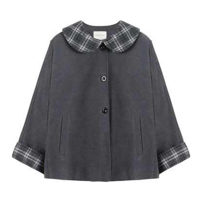 NAPSNAPS_Patchwork_Plaid_Cape_Doll_Collar_Bell_Sleeve_Women&