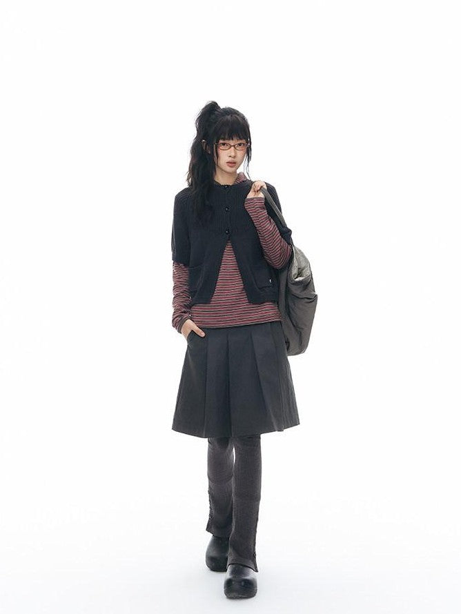 NAPSNAPS Patchwork Pockets Raglan Elbow Sleeve Round Neck Women&