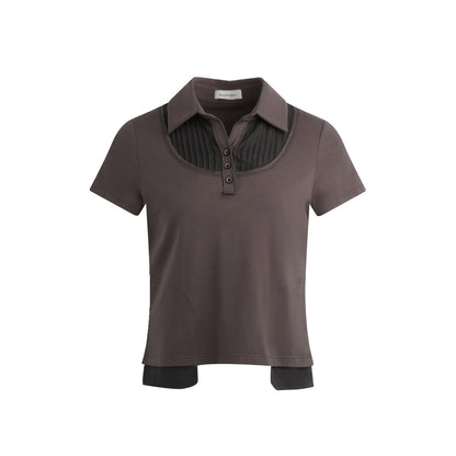 NAPSNAPS_Patchwork_Polo_Collar_Faux_Two_Piece_Women&