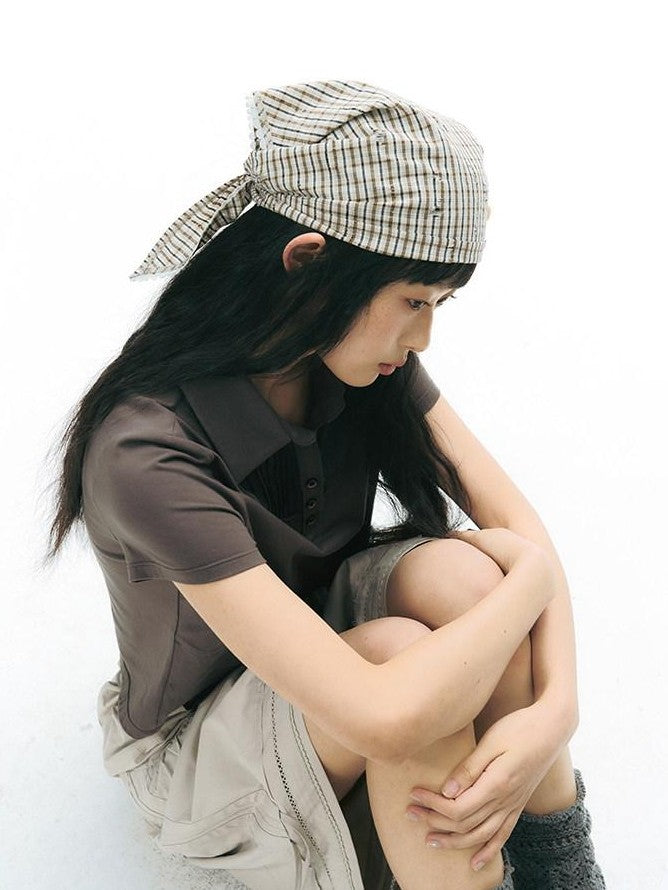 NAPSNAPS Patchwork Polo Collar Faux Two Piece Women&