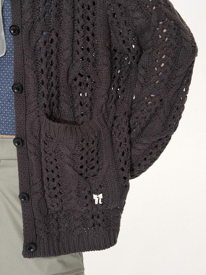 NAPSNAPS Petal Collar Openwork Jacquard Chunky Knit Women&