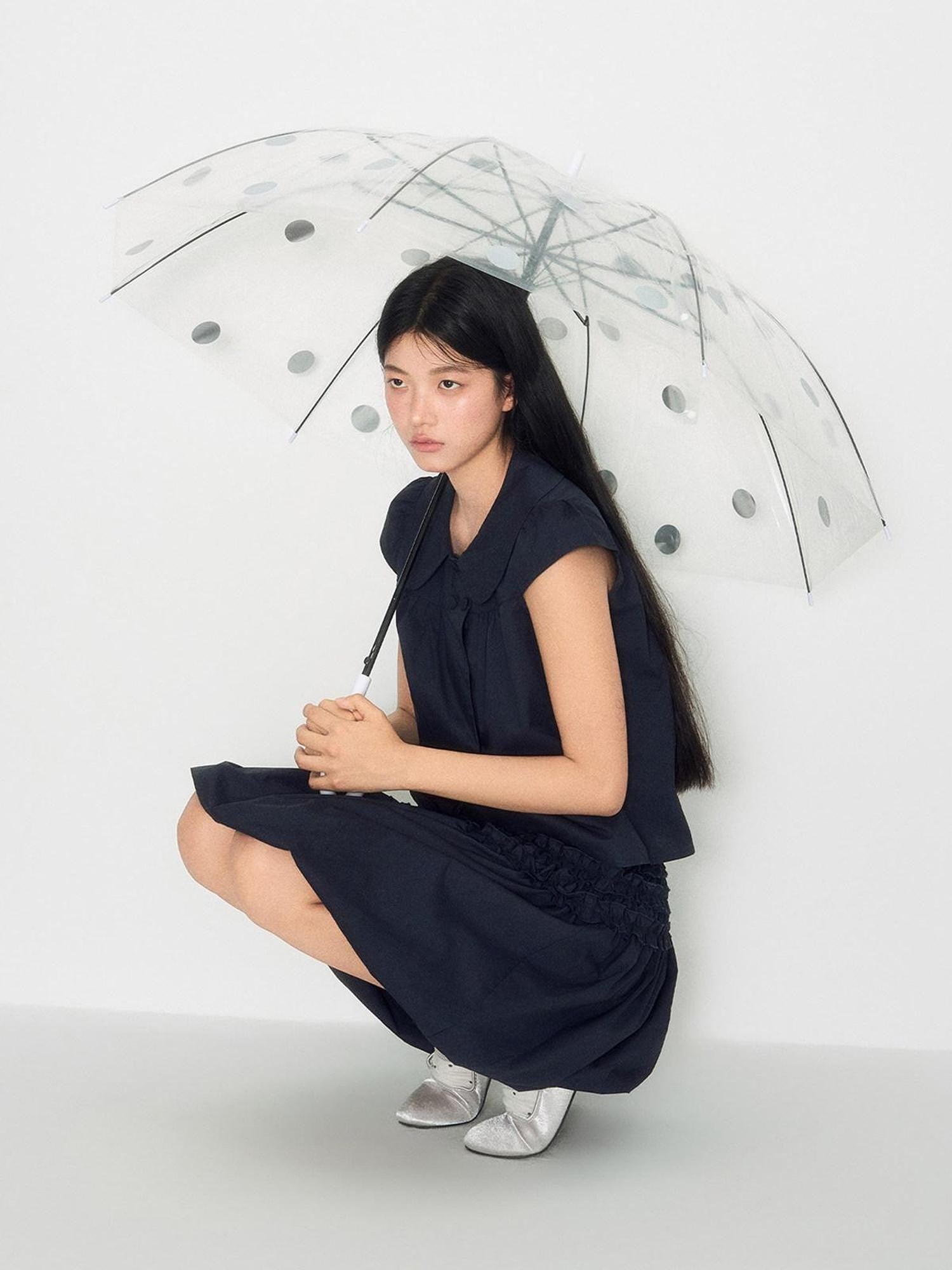 NAPSNAPS Peter Pan Collar Double Row Button Ruffle Edge Women&