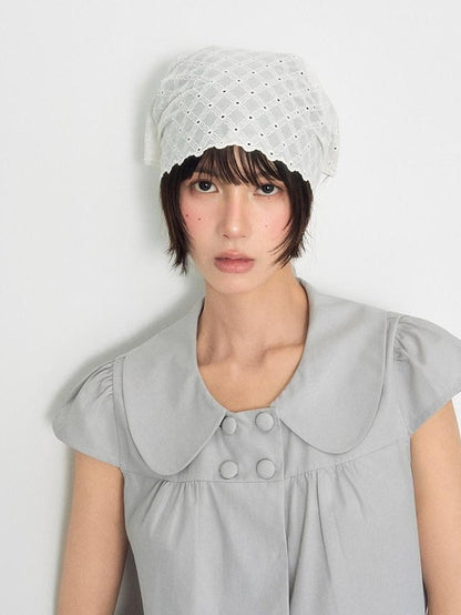 NAPSNAPS Peter Pan Collar Double Row Button Ruffle Edge Women&