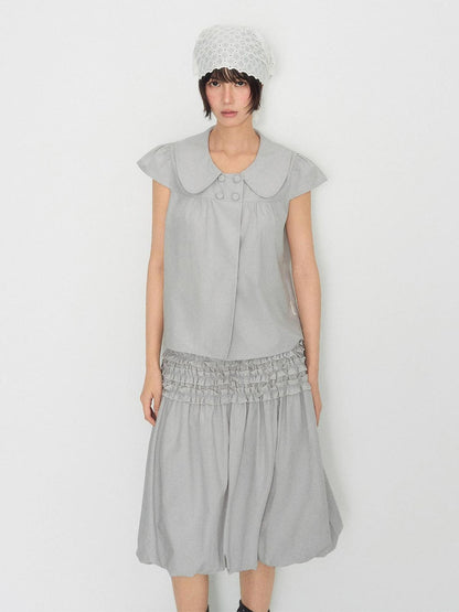 NAPSNAPS Peter Pan Collar Double Row Button Ruffle Edge Women&
