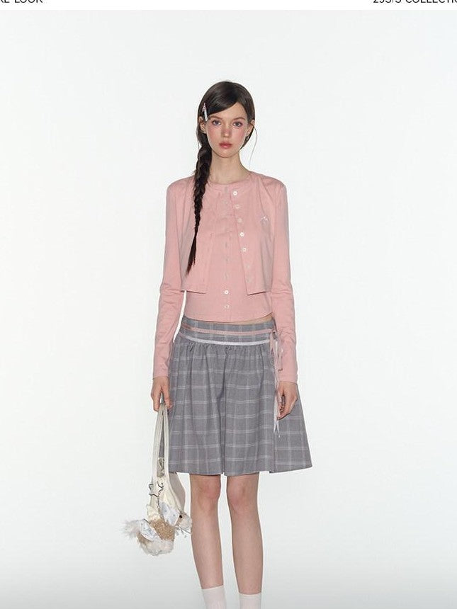 NAPSNAPS Pink Faux Layered Spliced Embroidered Women&