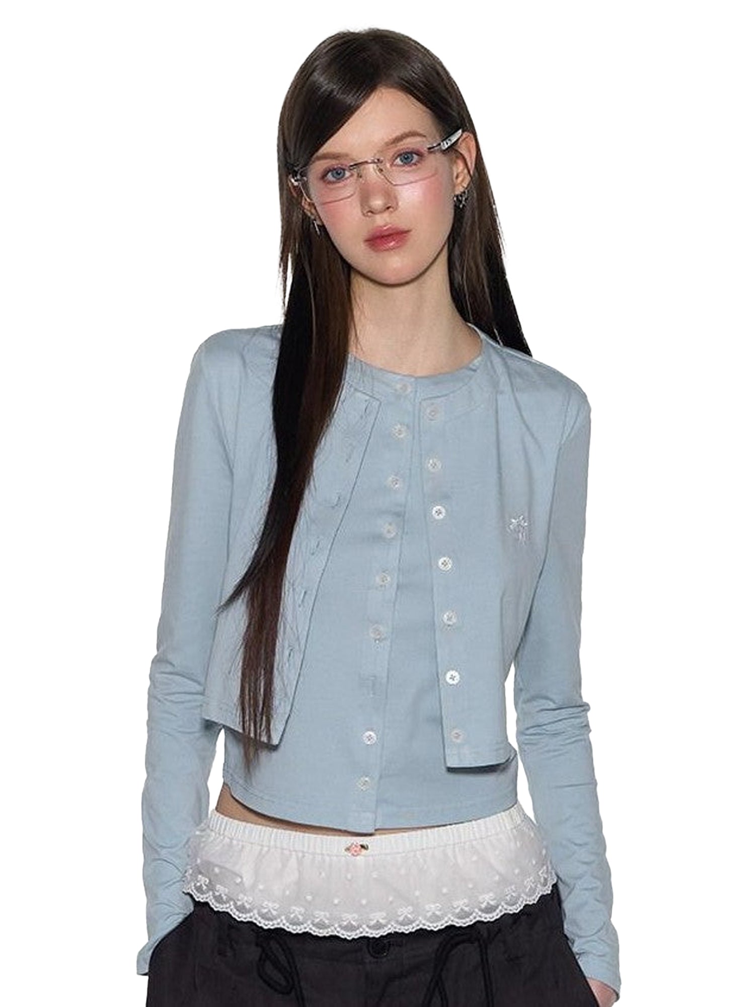 NAPSNAPS Pink Faux Layered Spliced Embroidered Women&