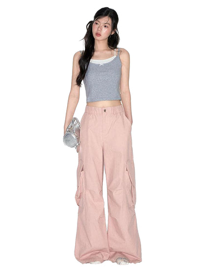 NAPSNAPS Pink Heart Pocket Cargo Workwear Women&