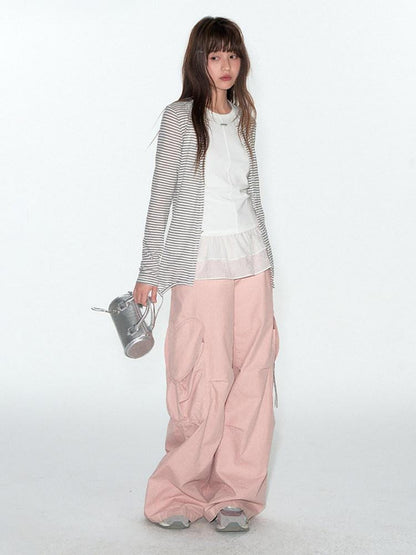 NAPSNAPS Pink Heart Pocket Cargo Workwear Women&