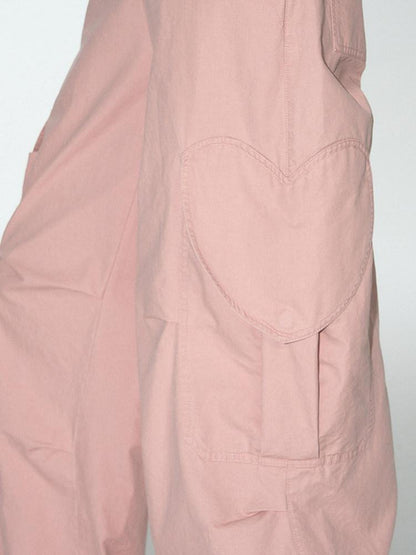 NAPSNAPS Pink Heart Pocket Cargo Workwear Women&