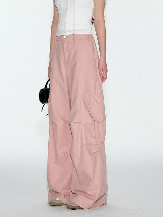 NAPSNAPS Pink Heart Pocket Cargo Workwear Women&