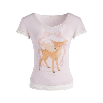 NAPSNAPS_Pink_Layered_Look_Deer_Print_Slim_Women&