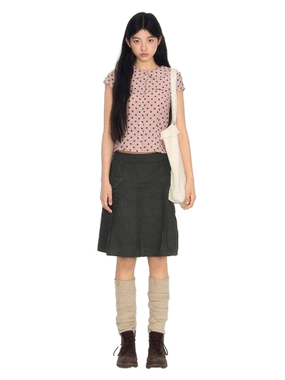 NAPSNAPS Pink Polka Dot Doll Collar Spliced Slim Women&