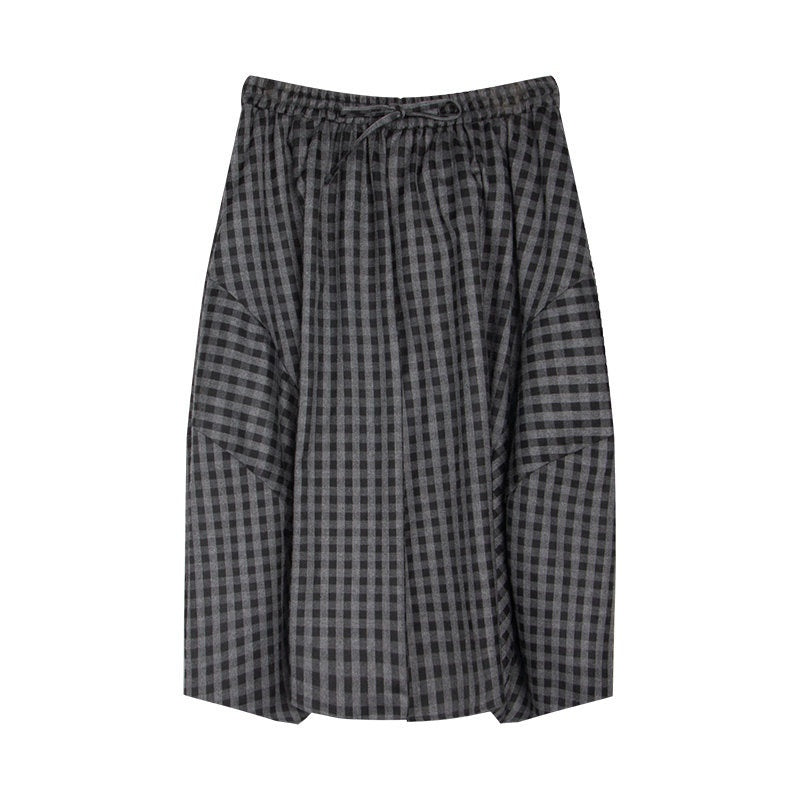 NAPSNAPS_Plaid_Cocoon_A_Line_Elastic_Waist_Pockets_Loose_Women&